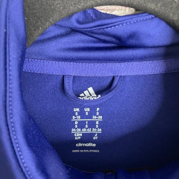 Adidas sweater jacket athletic size small purple blue with black stripes small - Picture 7 of 12